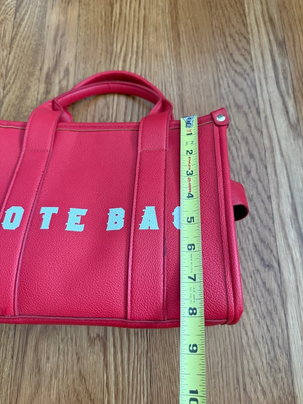 Tote bag red faux leather small tote purse with extra strap New